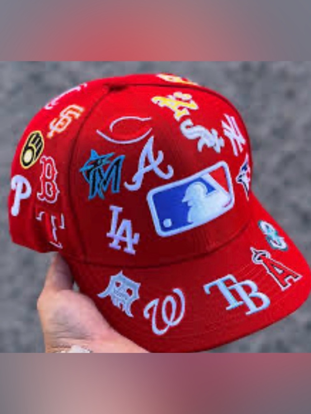 New Era MBL All Over 59 Fifty color Red size 7 1/8 Men’s embroidered